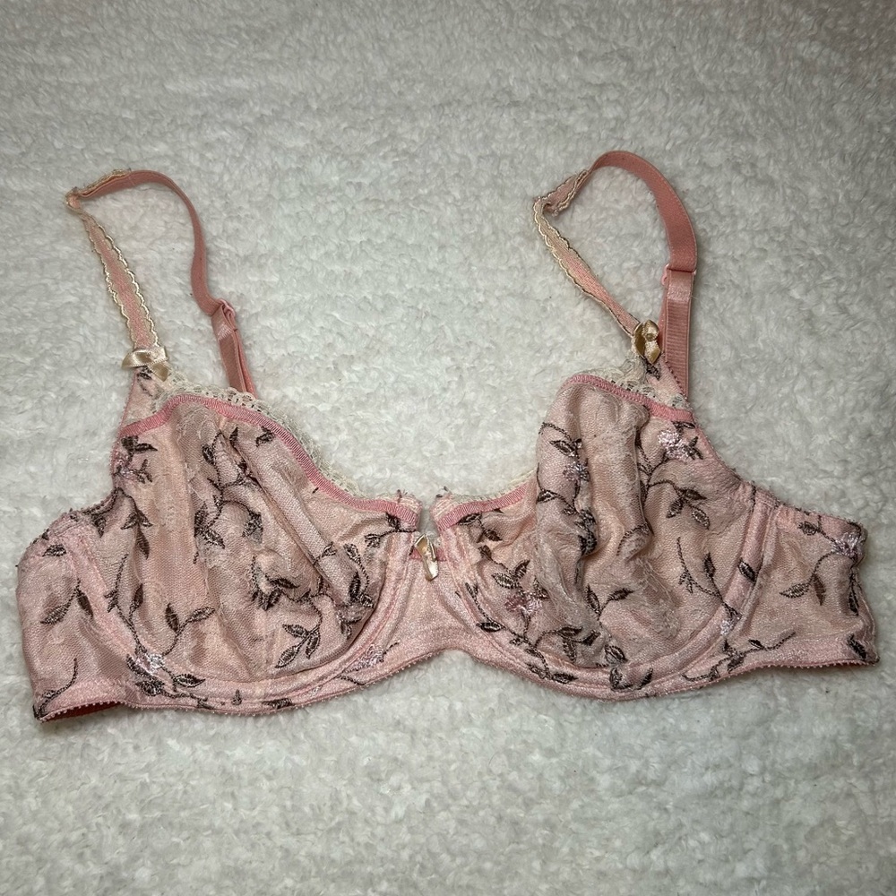Felina Lingerie Pink Floral Lace Underwire  No Padding Bra 34C